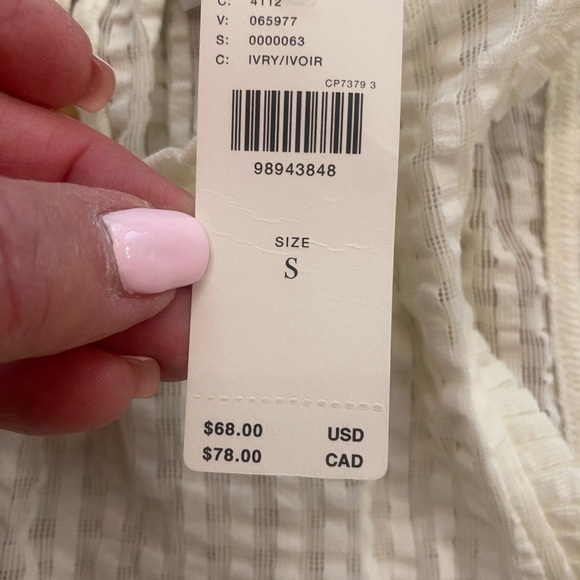 Anthropologie Mauve Smocked Sleeveless Feminine Sheer Cream Halter Top New M - Picture 2 of 11